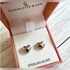 "925 sterling silver Heart Stud earrings new in box
